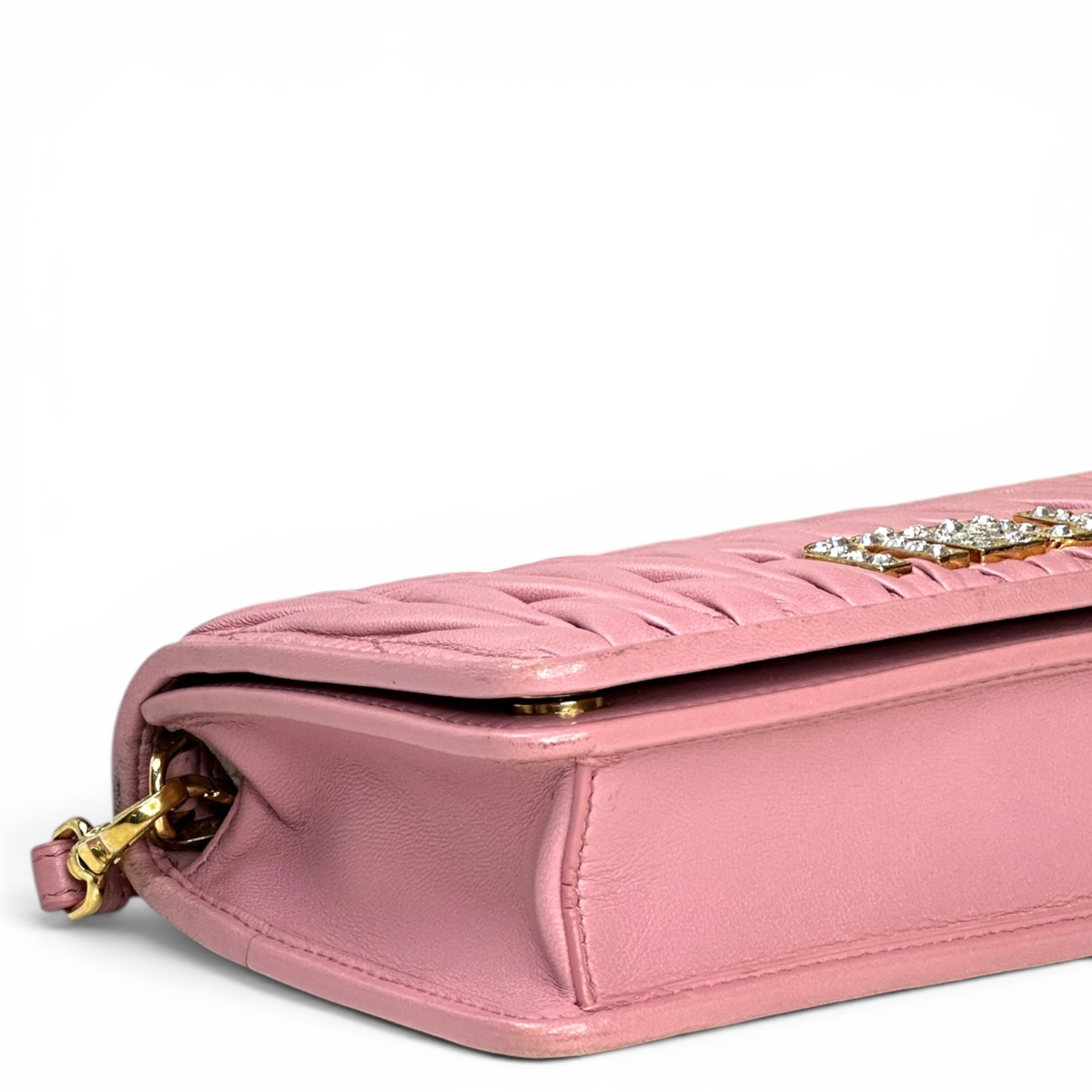 Miu Miu Pink Quilted Matelasse nappa Leatehr wallet