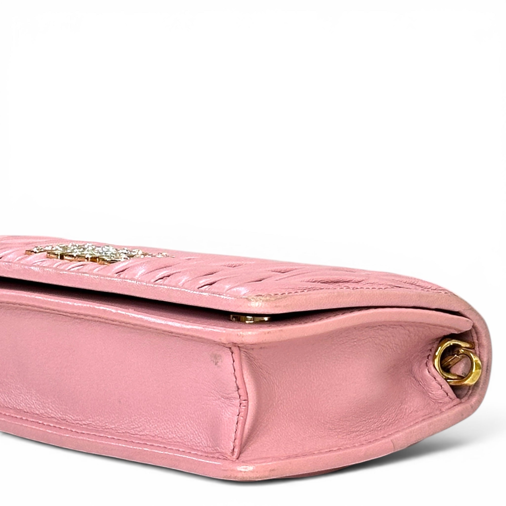 Miu Miu Pink Quilted Matelasse nappa Leatehr wallet