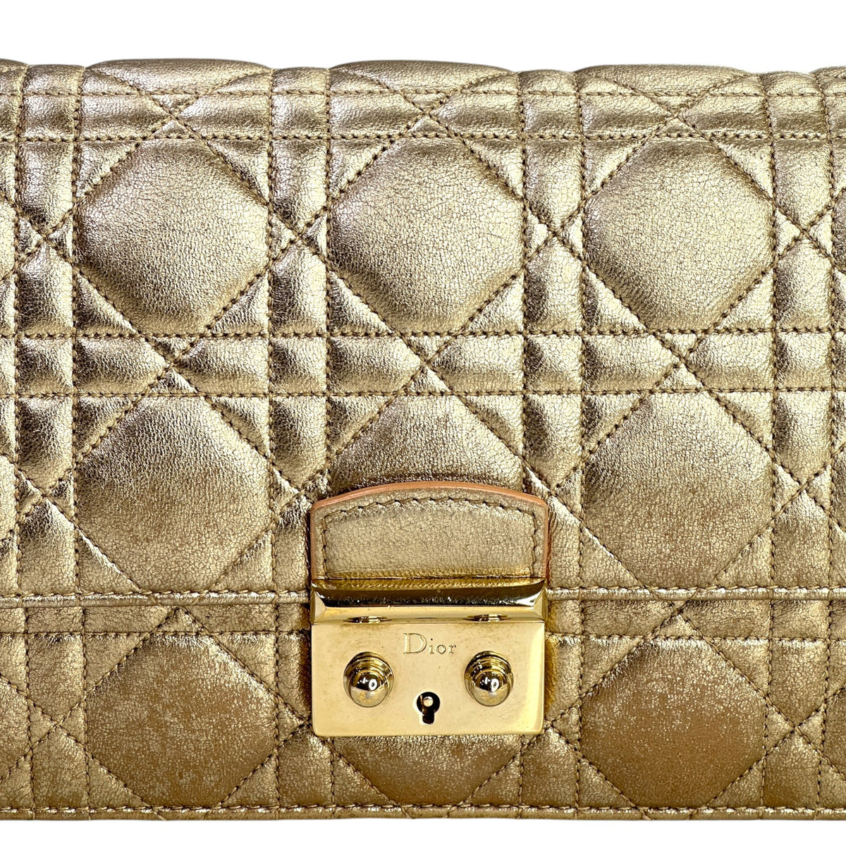 Miss Dior Metallic Golden Leather Promenade Pouch Crossbody Bag