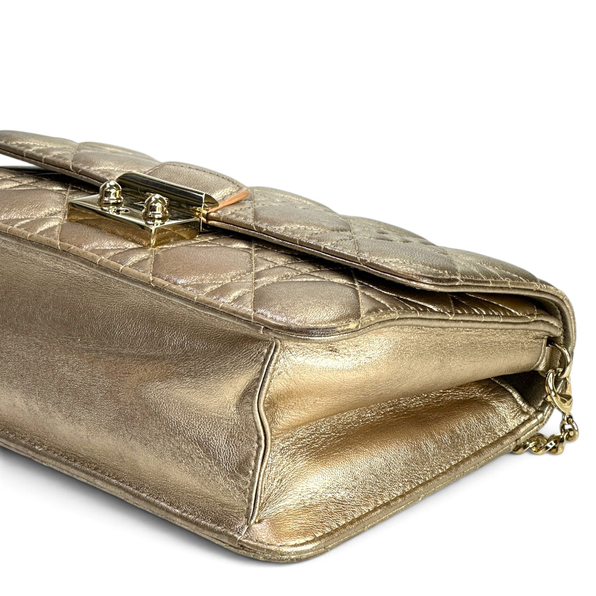 Miss Dior Metallic Golden Leather Promenade Pouch Crossbody Bag