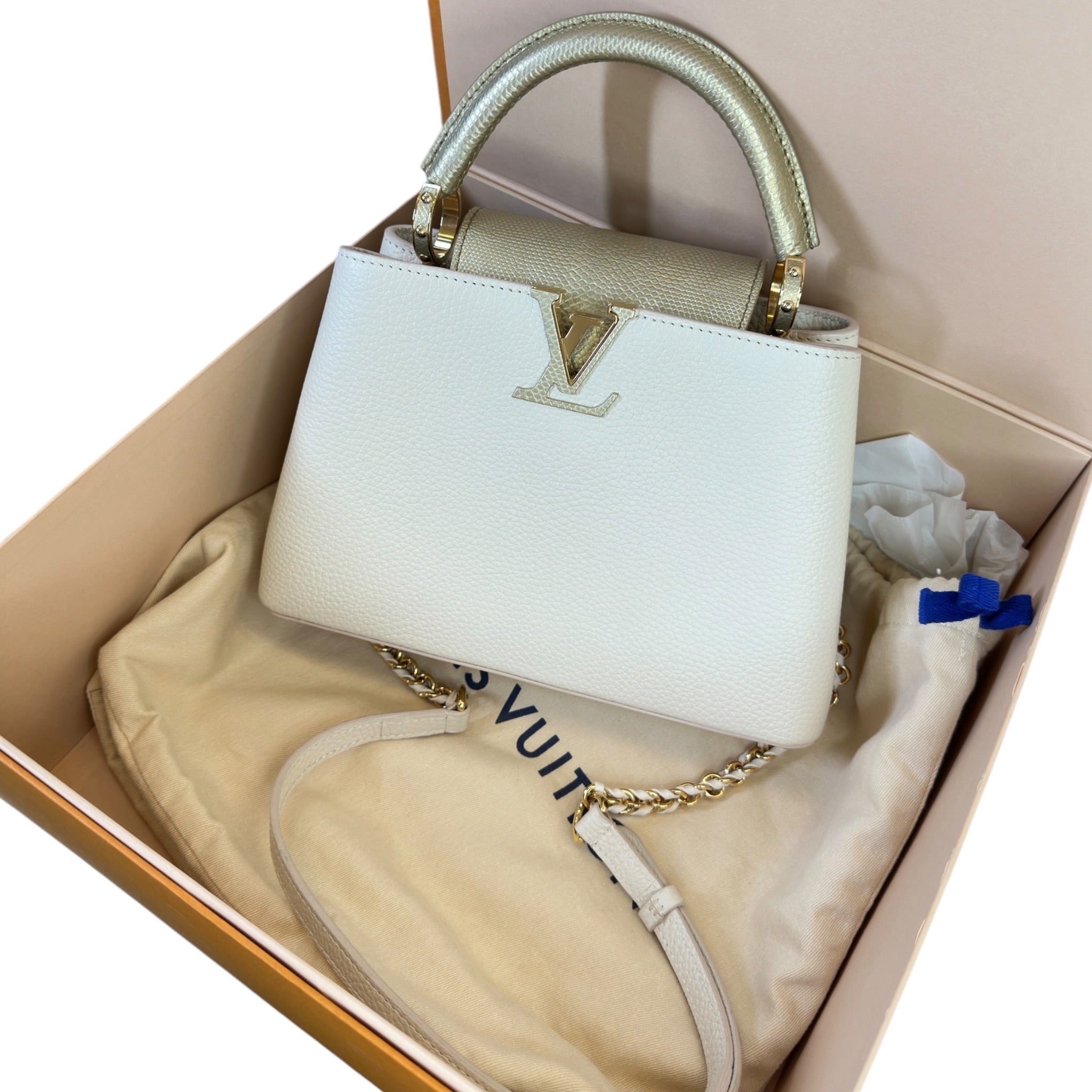 Louis Vuitton Capucines BB cream gold Taurillon leather bag