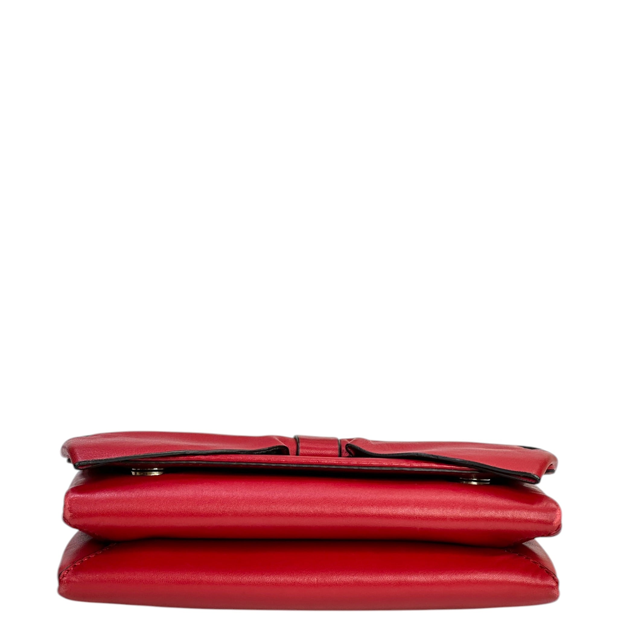 Valentino Bow Chain Clutch Red Lambskin