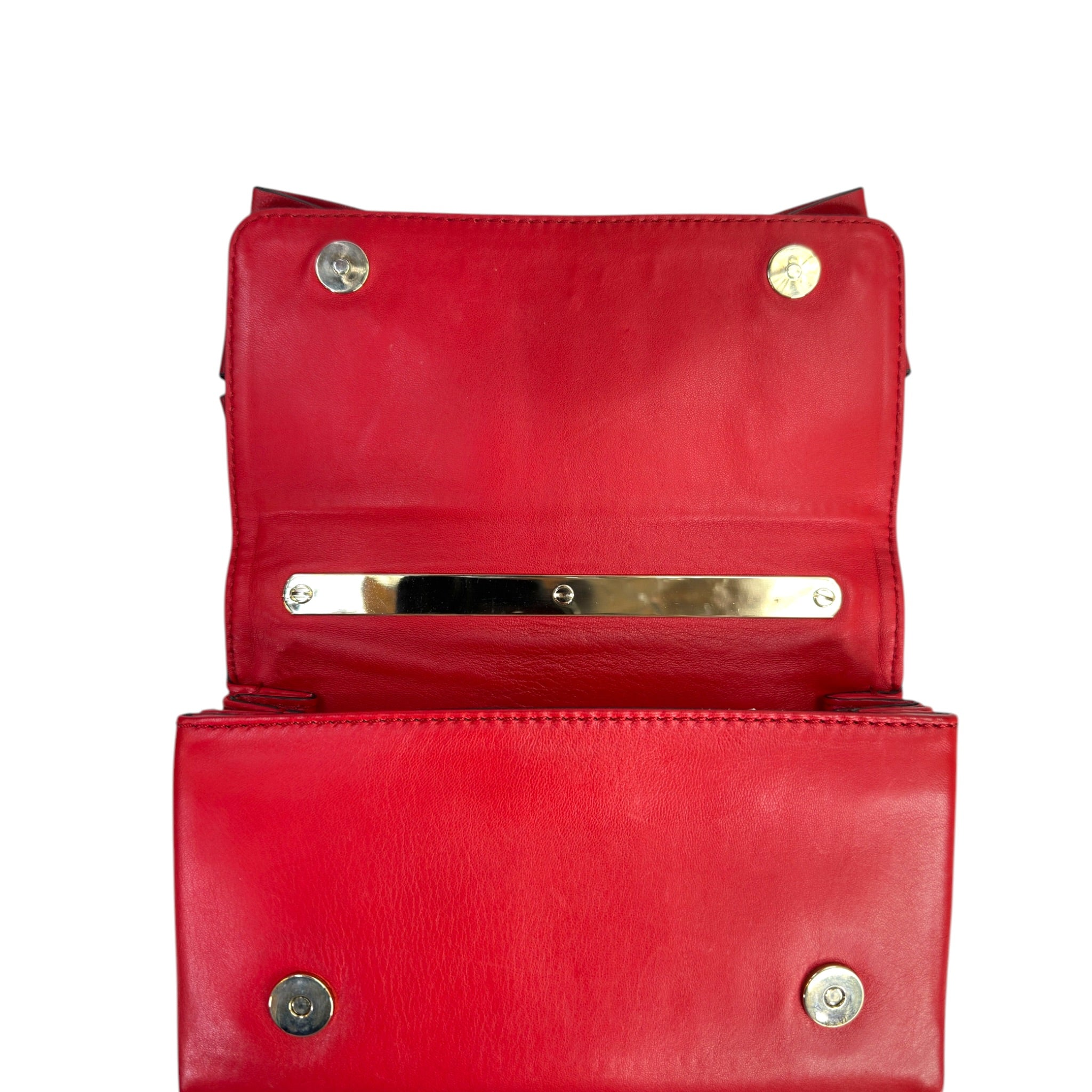 Valentino Bow Chain Clutch Red Lambskin