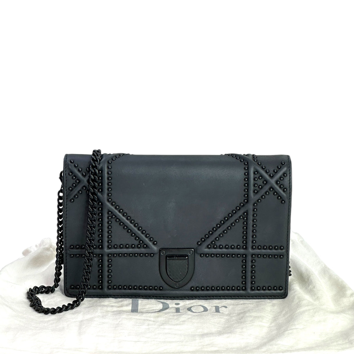 Christian Dior Diorama Black Leather Flap Bag