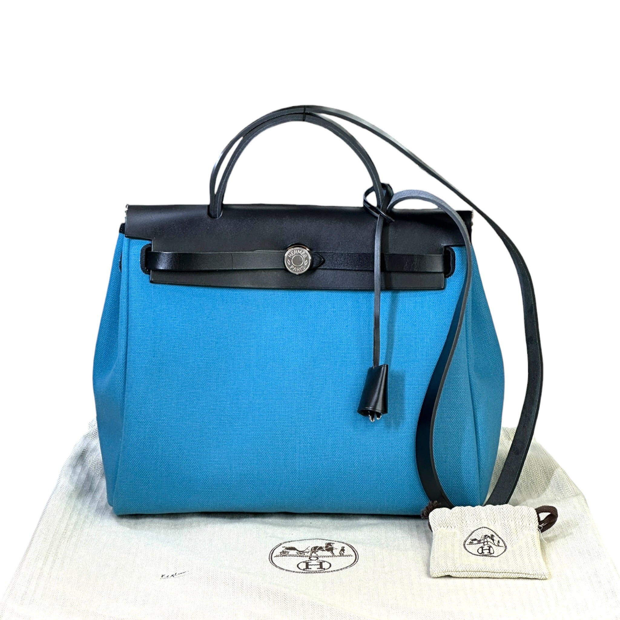 Hermès Herbag Zip 31 Bleu Jean Canvas PHW