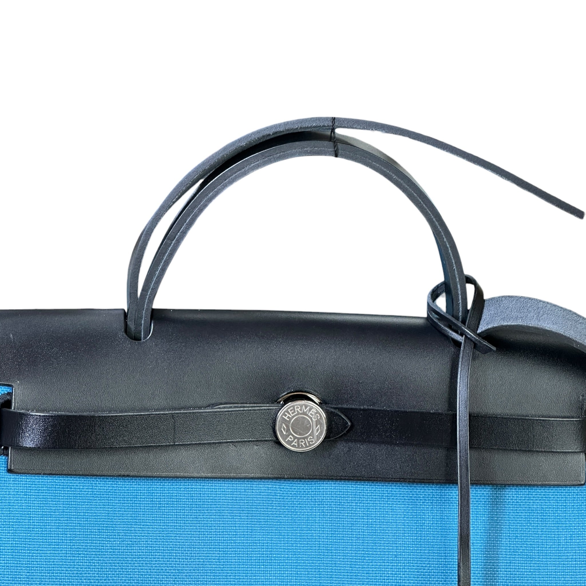 Hermès Herbag Zip 31 Bleu Jean Canvas PHW