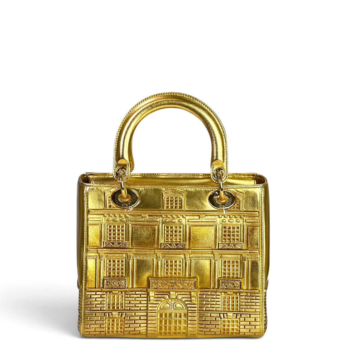 Lady Dior Art Limited Edition Medium Gold Leather Hand Bag