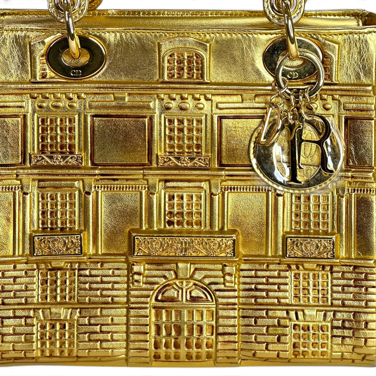 Lady Dior Art Limited Edition Medium Gold Leather Hand Bag