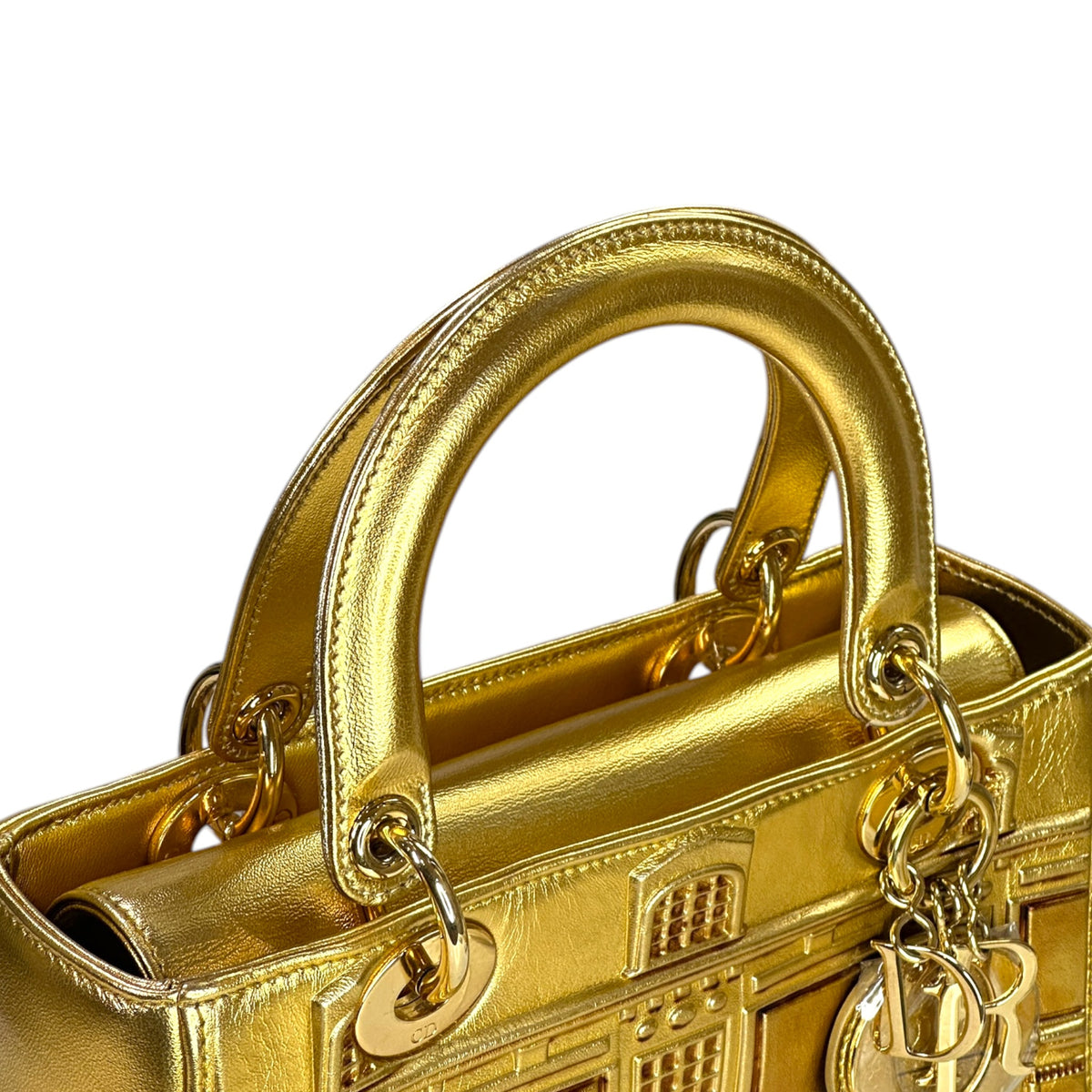 Lady Dior Art Limited Edition Medium Gold Leather Hand Bag