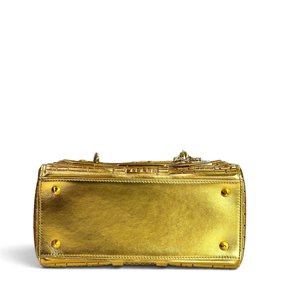 Lady Dior Art Limited Edition Medium Gold Leather Hand Bag