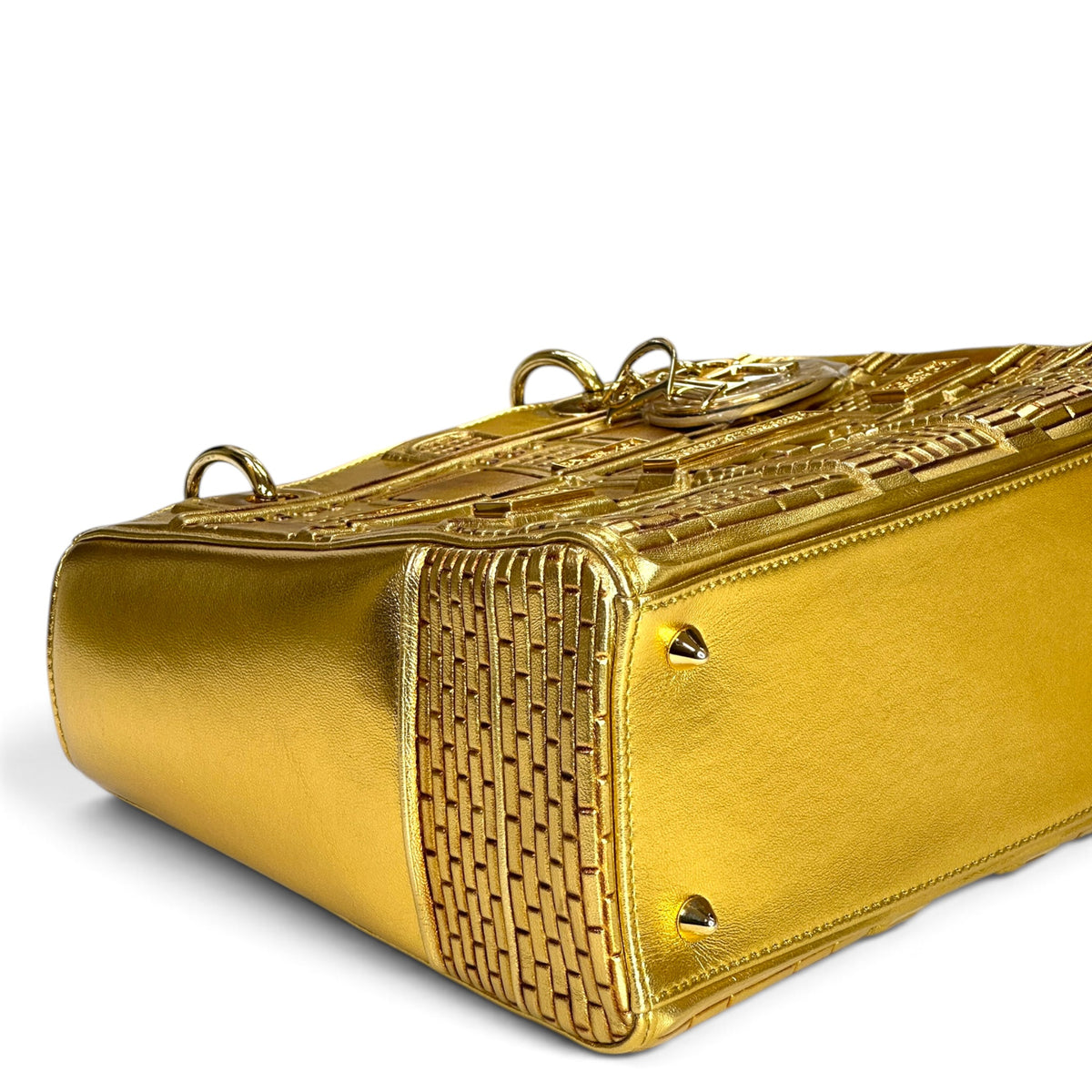 Lady Dior Art Limited Edition Medium Gold Leather Hand Bag