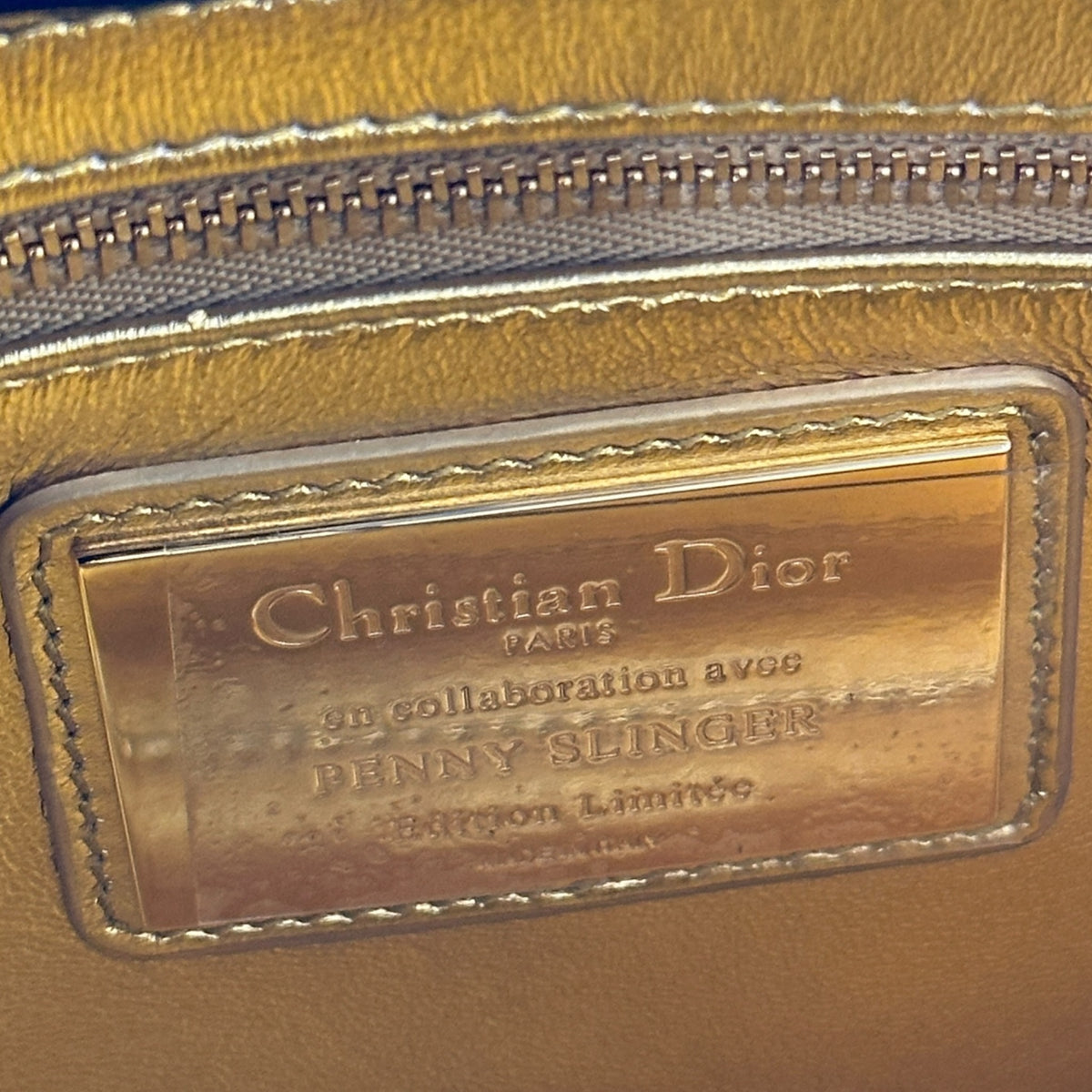 Lady Dior Art Limited Edition Medium Gold Leather Hand Bag
