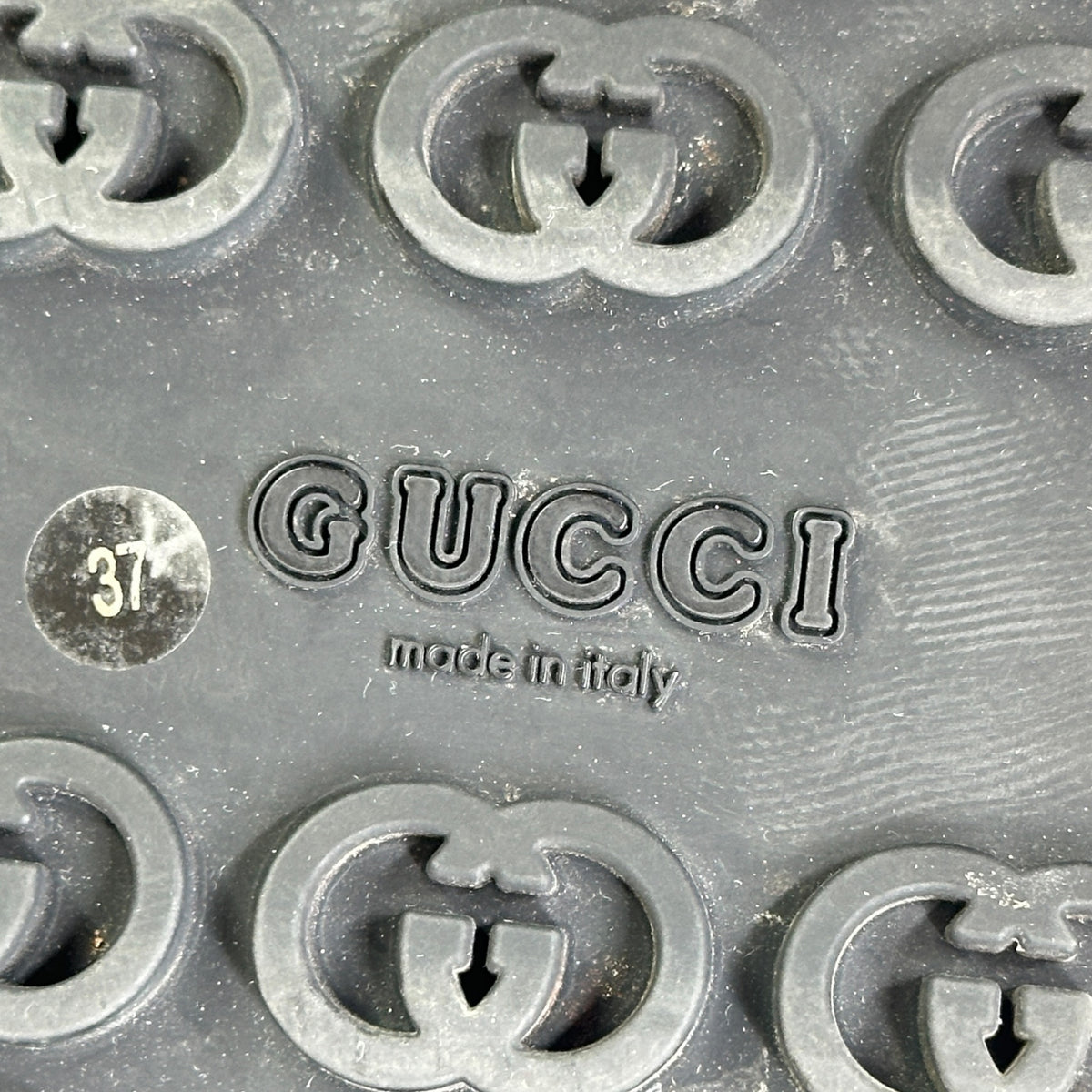 Gucci Horsebit Black Rubber Slingback Sandals