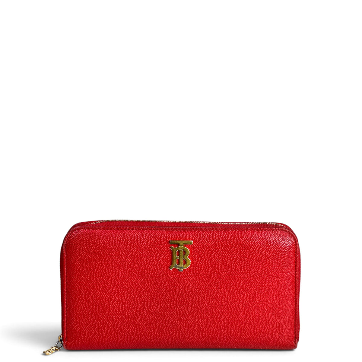 Burberry Red Leather Zip Around Long Wallet