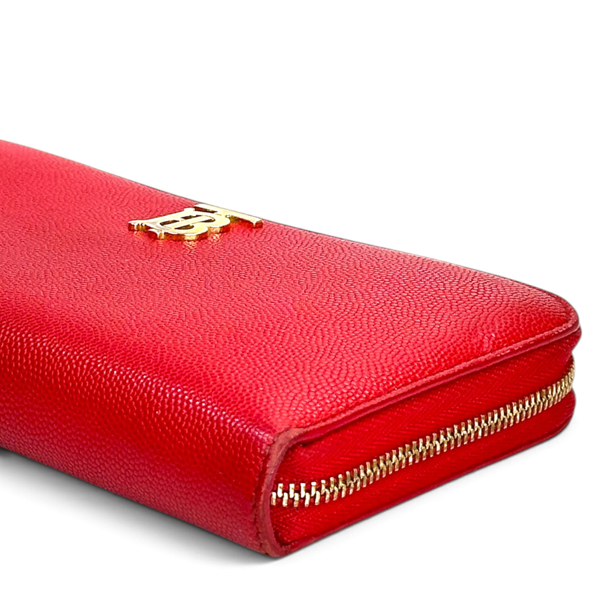 Burberry Red Leather Zip Around Long Wallet