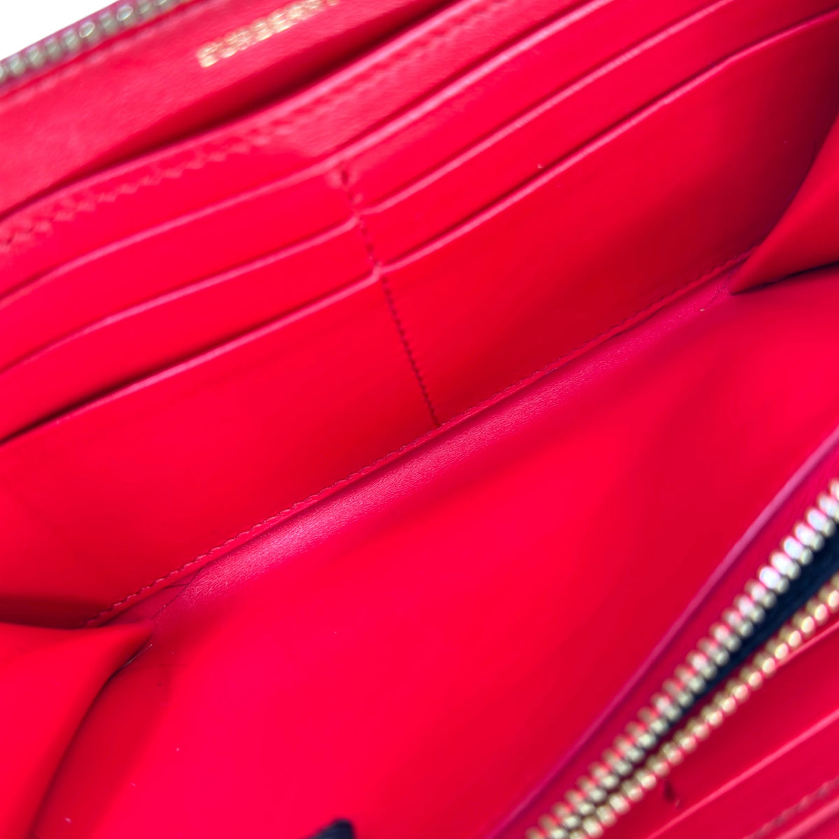 Burberry Red Leather Zip Around Long Wallet