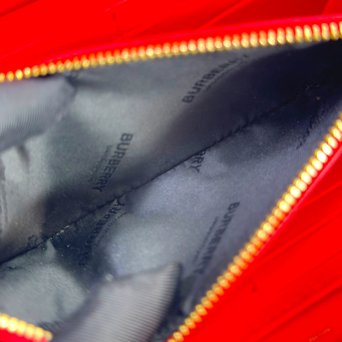 Burberry Red Leather Zip Around Long Wallet