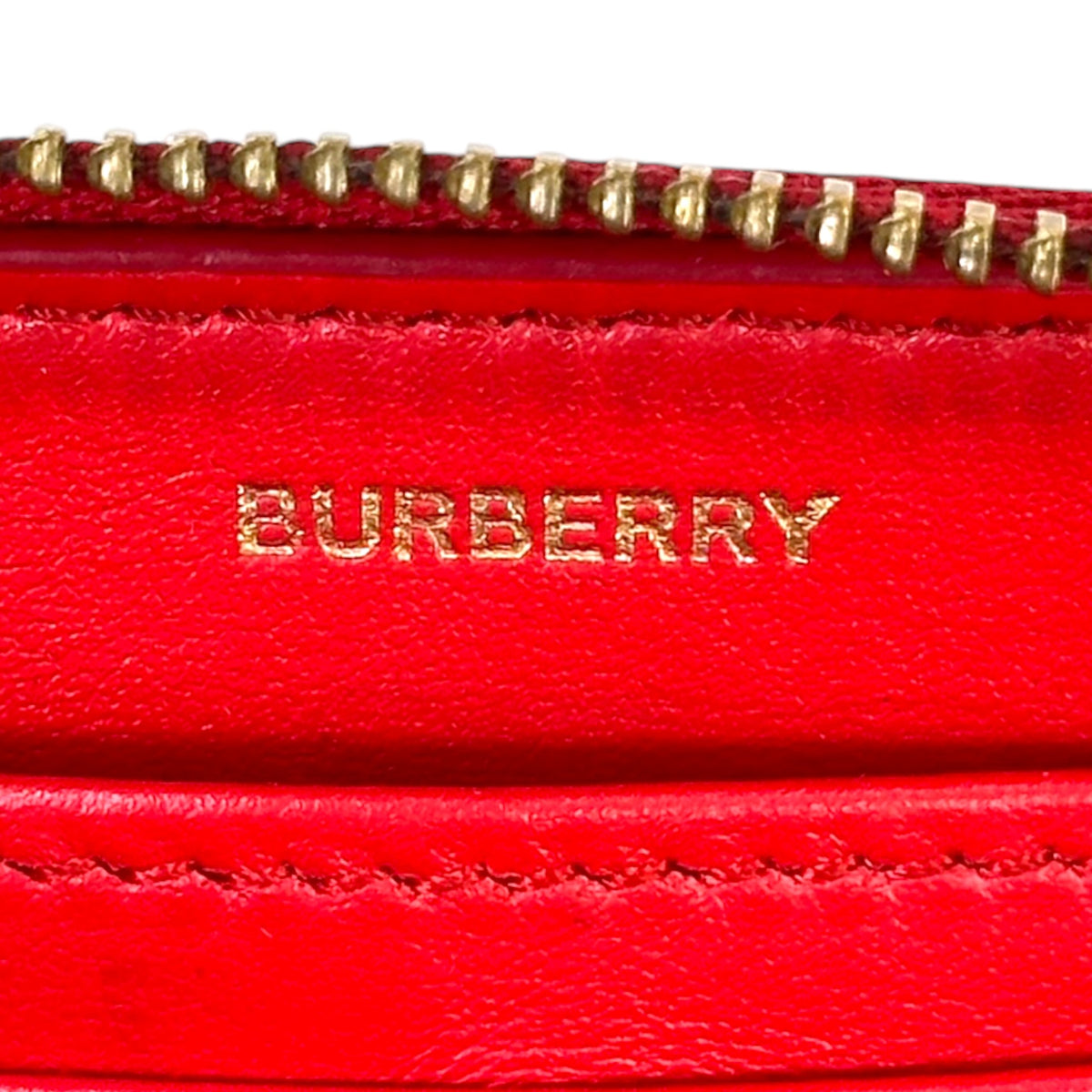 Burberry Red Leather Zip Around Long Wallet
