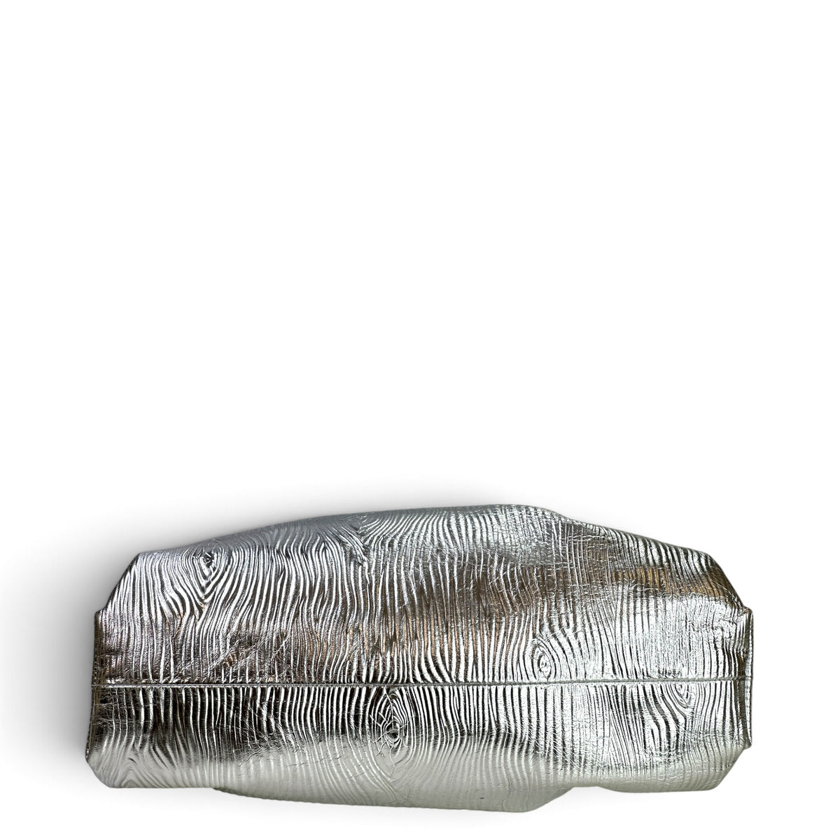 Bottega Venetta Pouch Large Metallic Silver Leather Clutch
