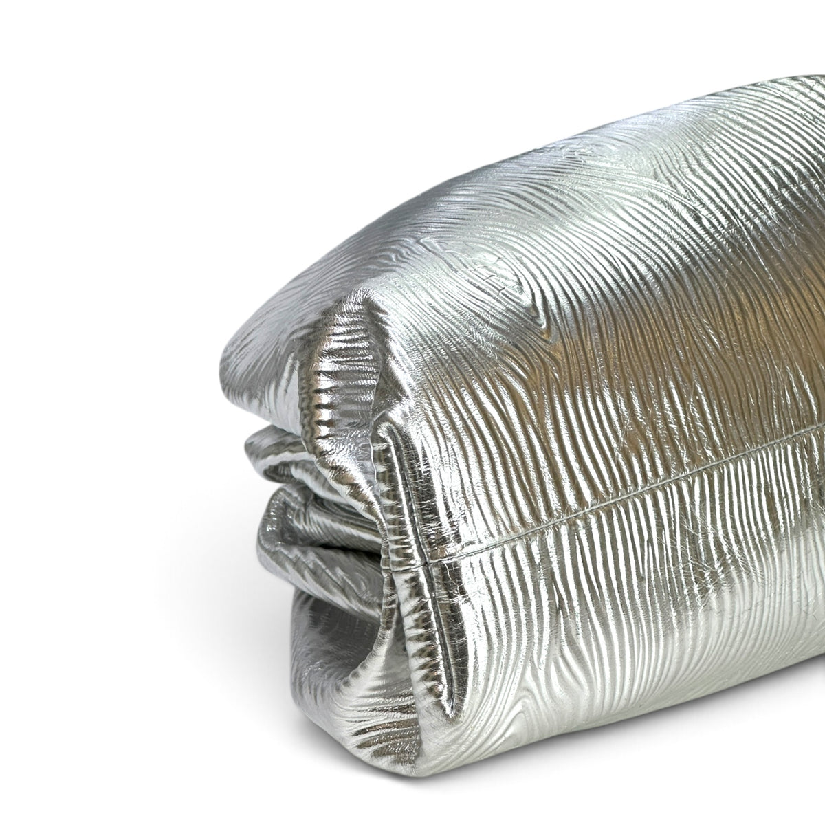 Bottega Venetta Pouch Large Metallic Silver Leather Clutch