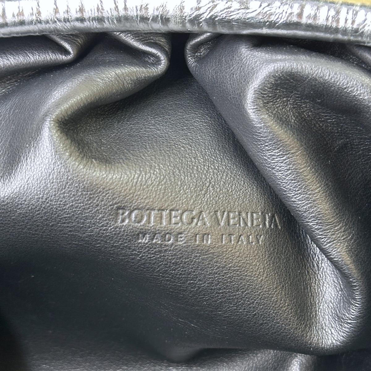 Bottega Venetta Pouch Large Metallic Silver Leather Clutch