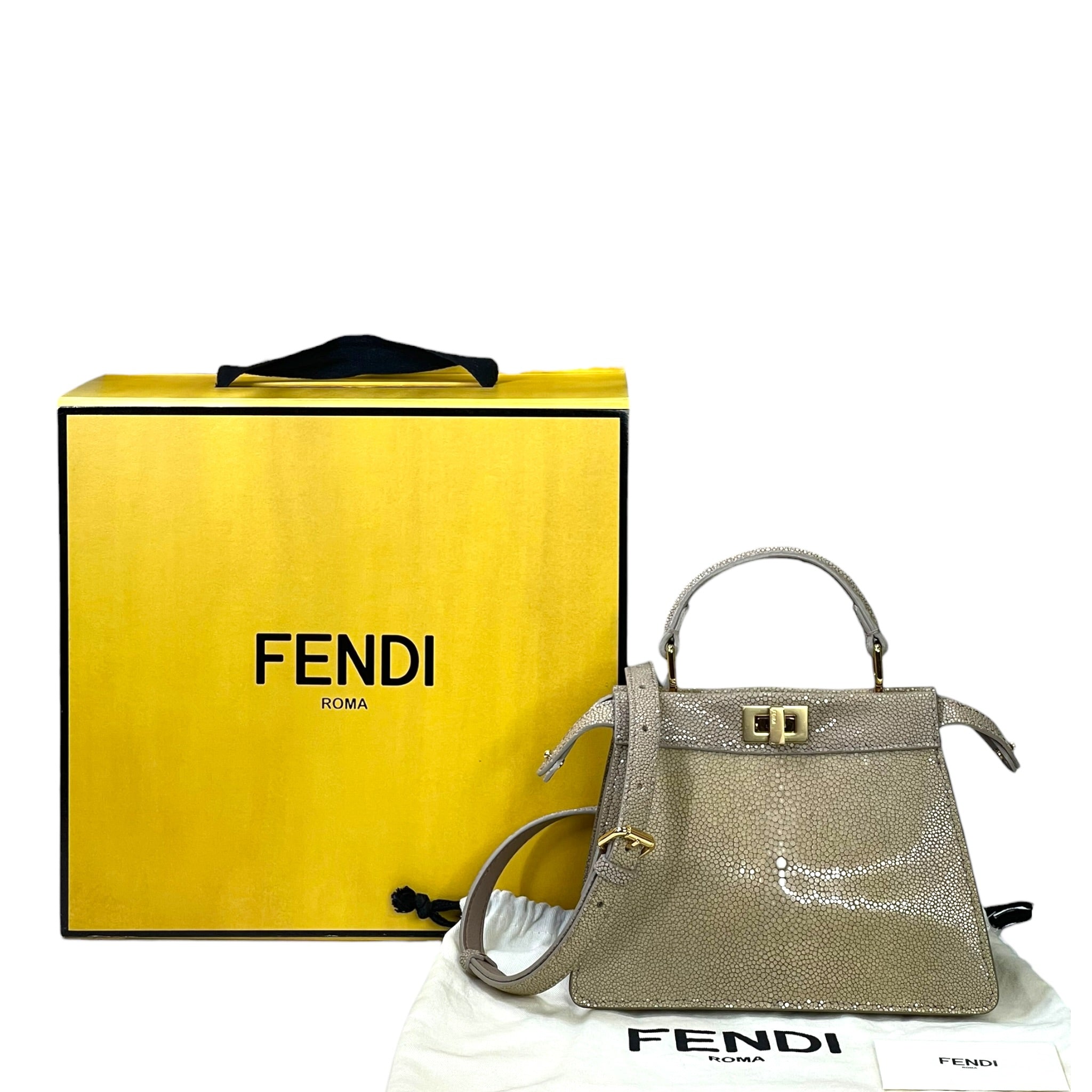 Fendi Stingray Peekaboo ISeeU Petite Bag Beige Leather