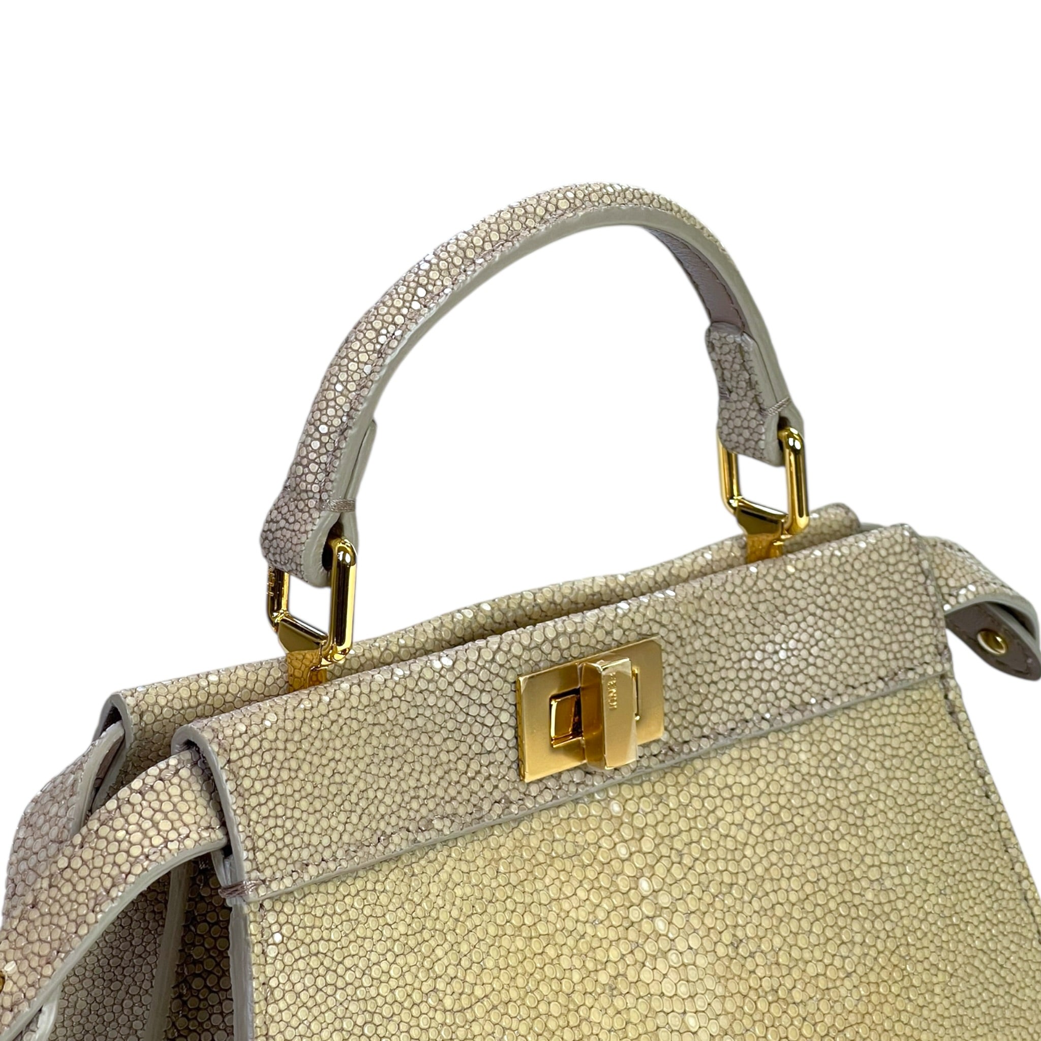 Fendi Peekaboo ISeeU Petite Bag Beige Stingray Leather