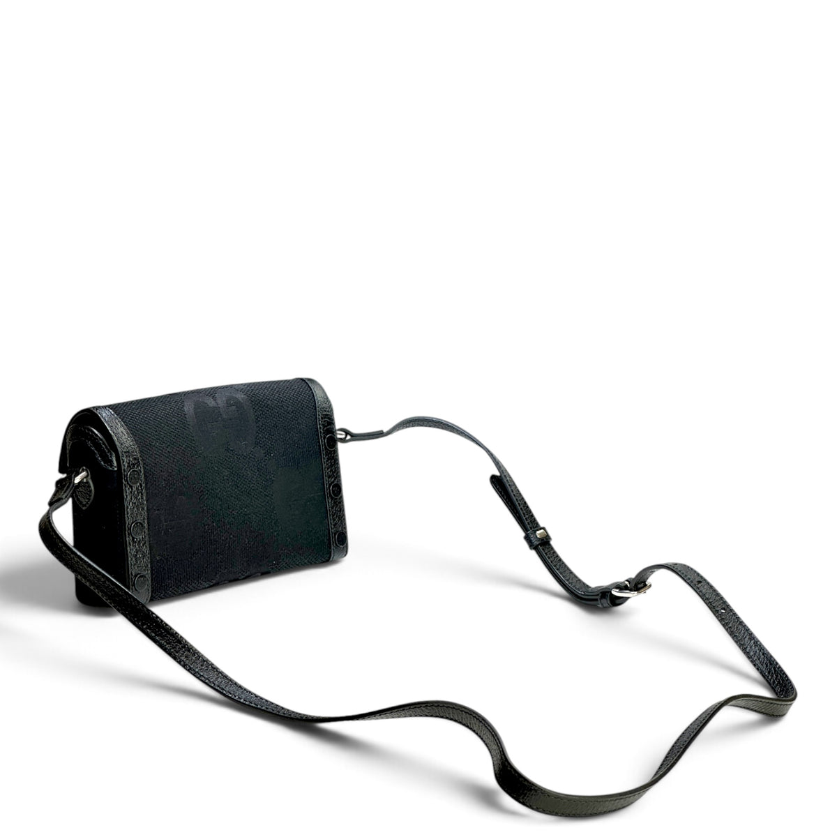 Gucci Horsebit 1955 Jumbo GG Black Canvas Leather Crossbody Bag