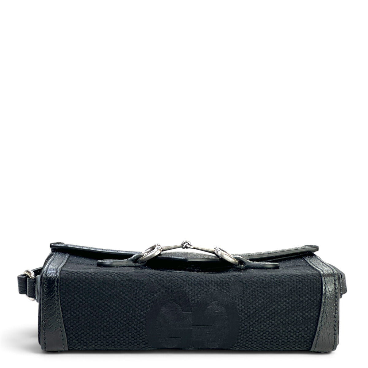 Gucci Horsebit 1955 Jumbo GG Black Canvas Leather Crossbody Bag