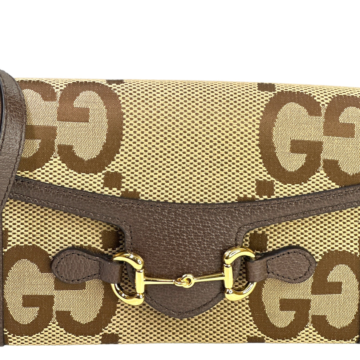 Gucci Horsebit 1955 Jumbo GG Mini Beige Canvas Bag