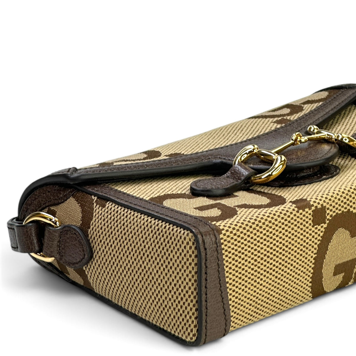 Gucci Horsebit 1955 Jumbo GG Mini Beige Canvas Bag