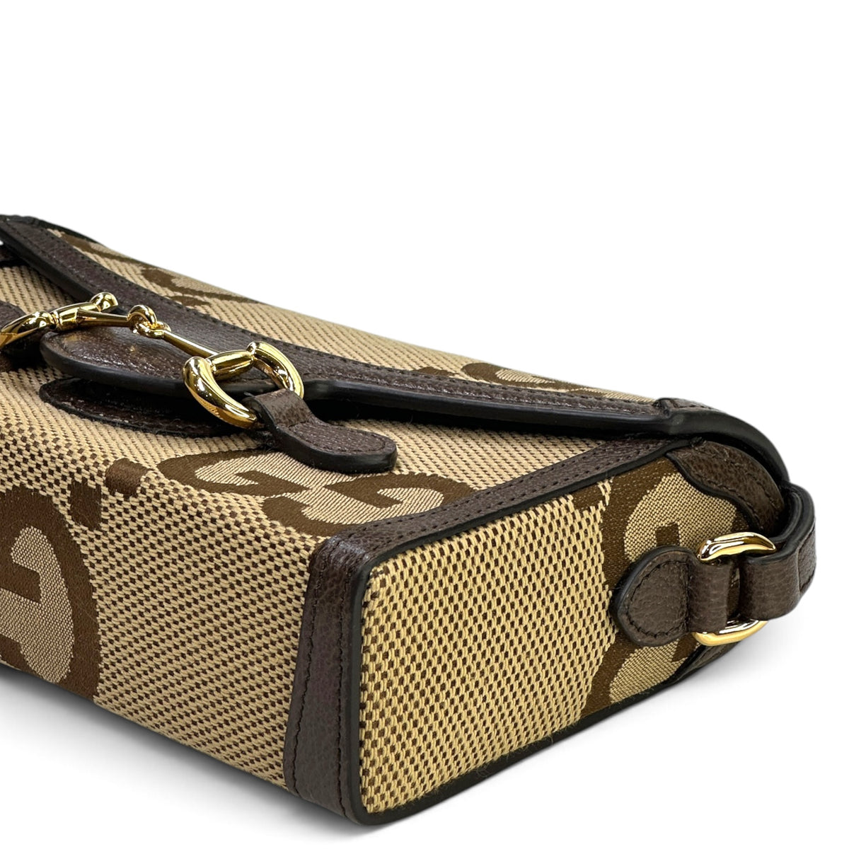 Gucci Horsebit 1955 Jumbo GG Mini Beige Canvas Bag