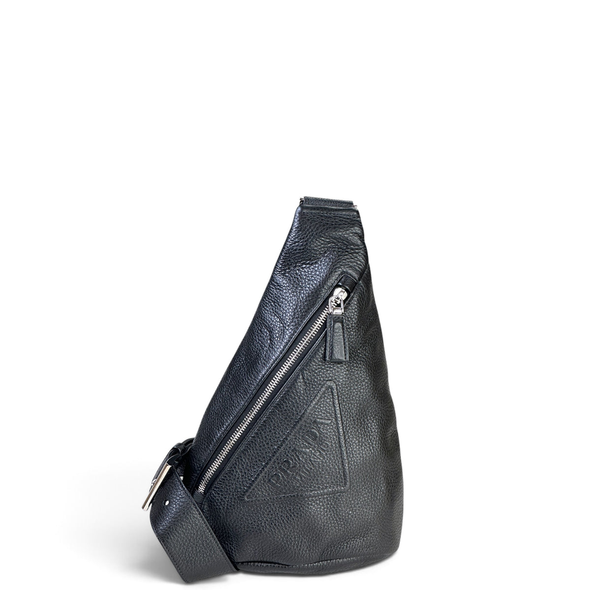 Prada Triangle Black Leather Cross Body Bag