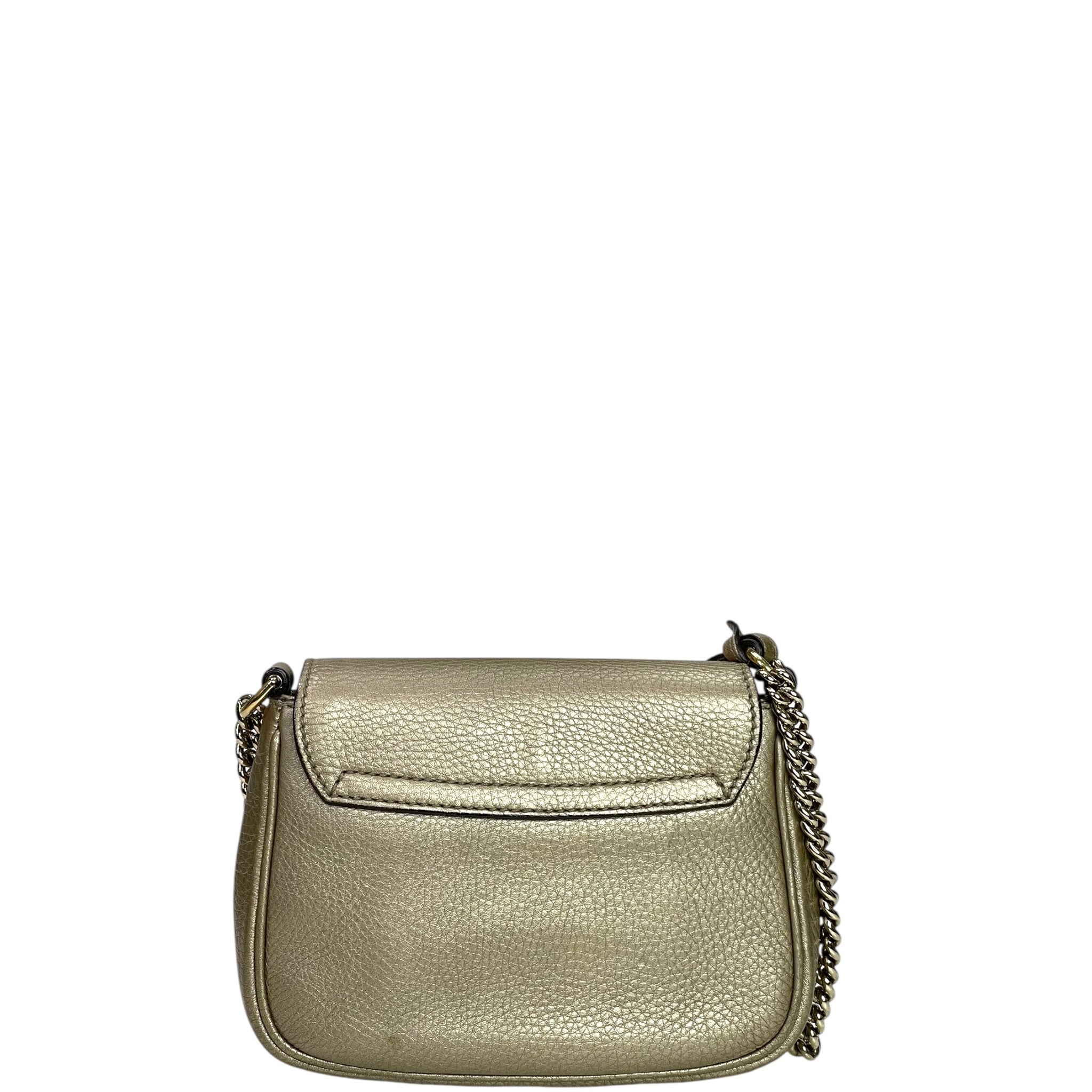Gucci Soho Chain Crossbody Bag Metallic Gold Leather