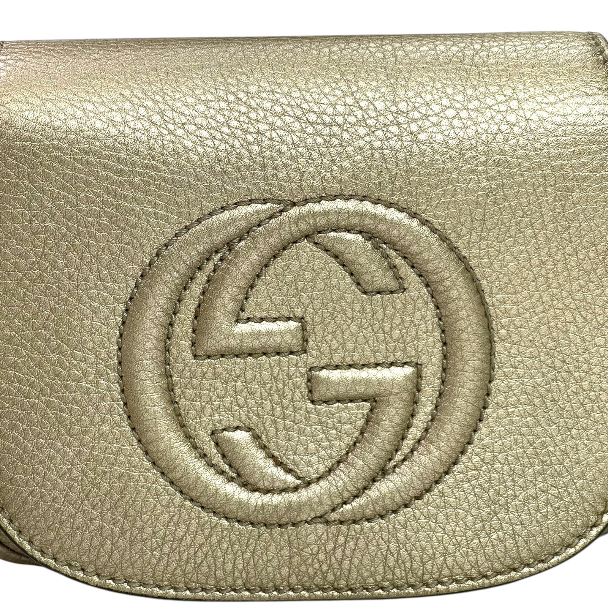 Gucci Soho Chain Crossbody Bag Metallic Gold Leather