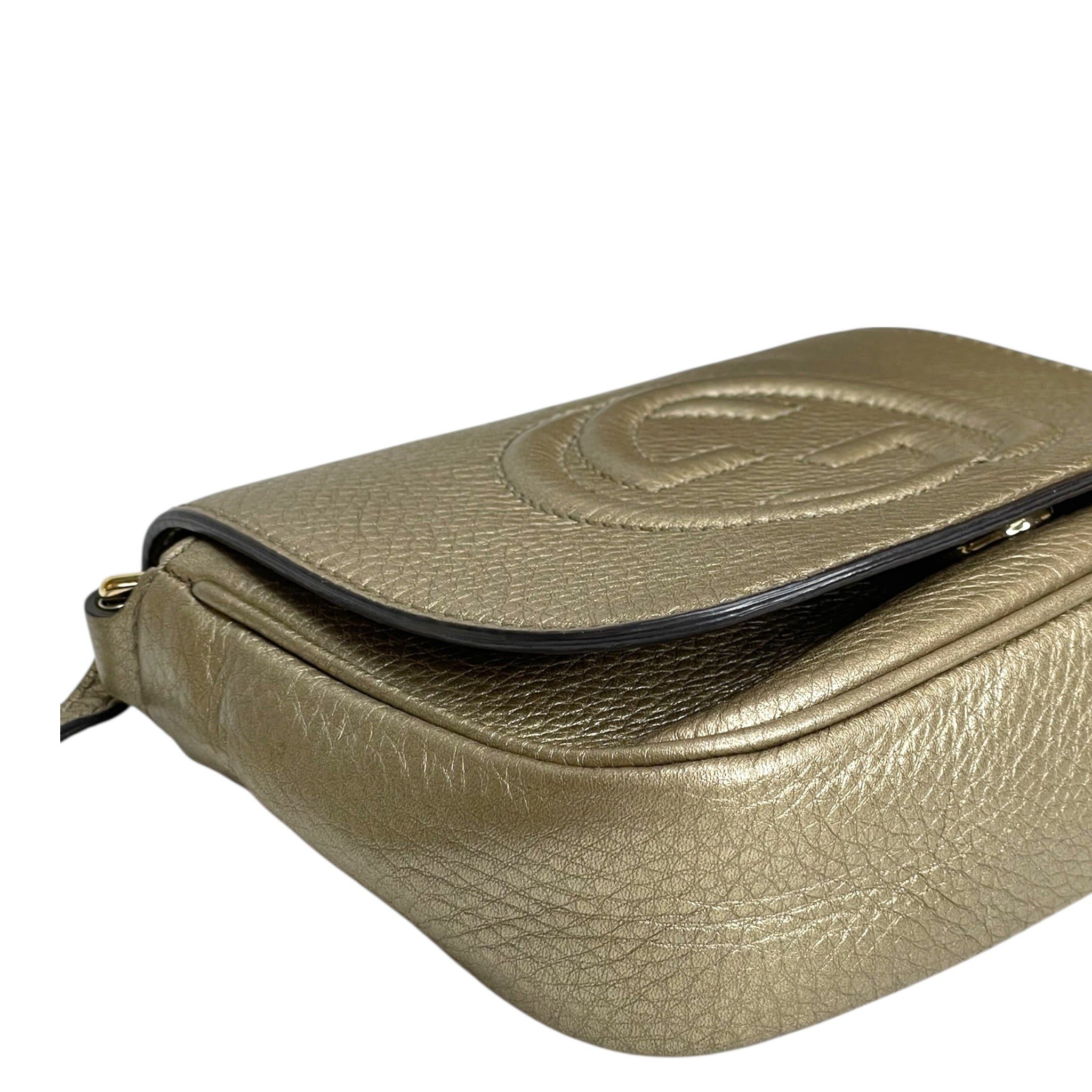 Gucci Soho Chain Crossbody Bag Metallic Gold Leather