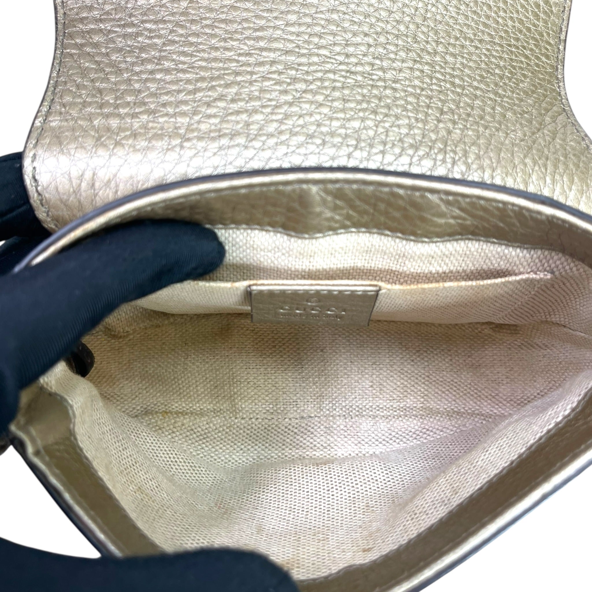 Gucci Soho Chain Crossbody Bag Metallic Gold Leather