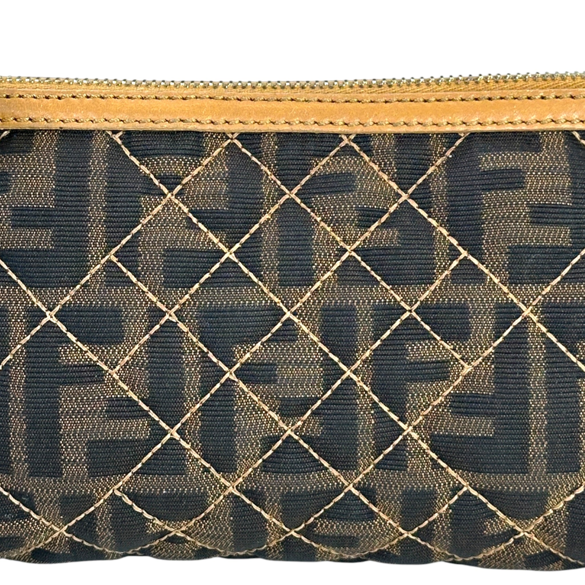 Fendi Zucca Quilted Pochette Bag brown monogram fabric