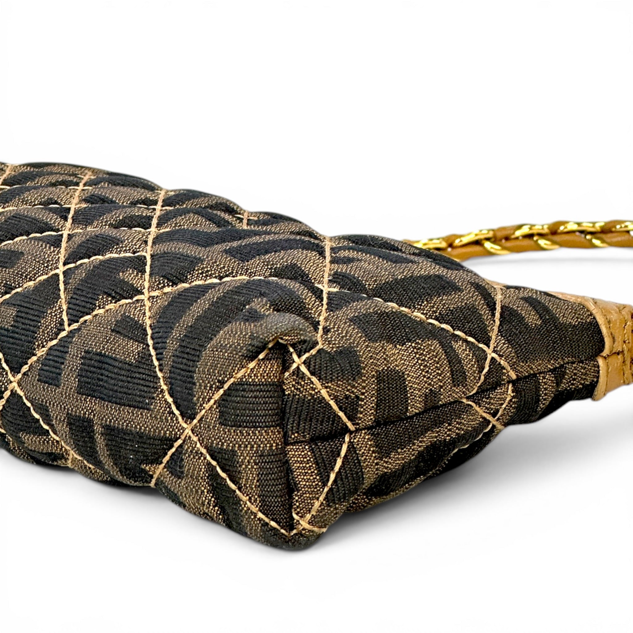 Fendi Zucca Quilted Pochette Bag brown monogram fabric