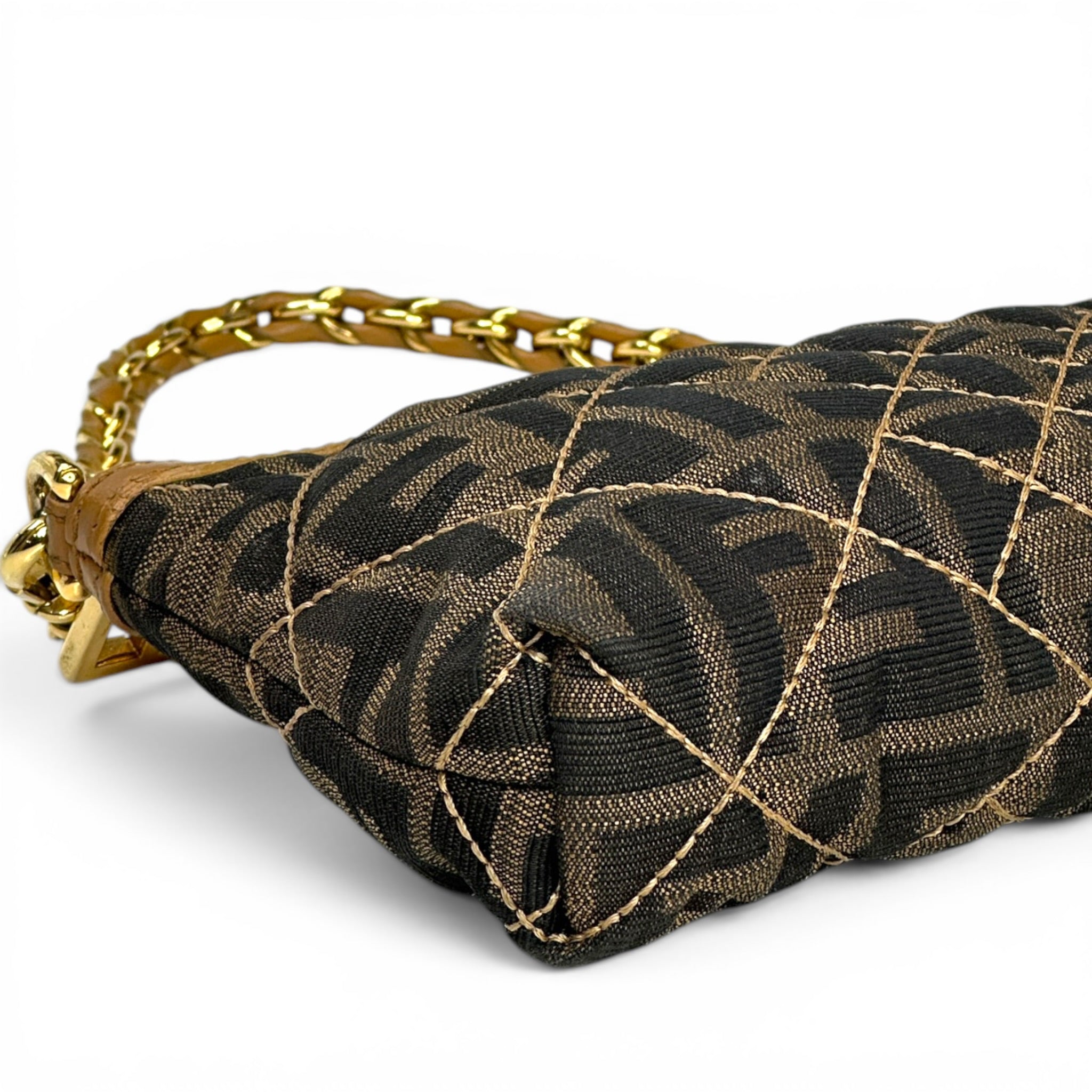 Fendi Zucca Quilted Pochette Bag brown monogram fabric