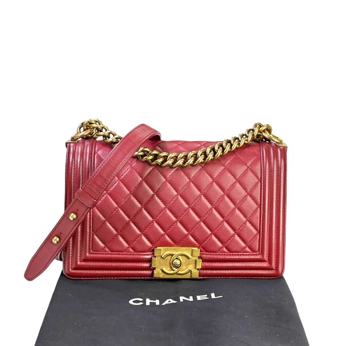 Chanel Boy Flap Burgundy Quilted Leather Shoulder Bag