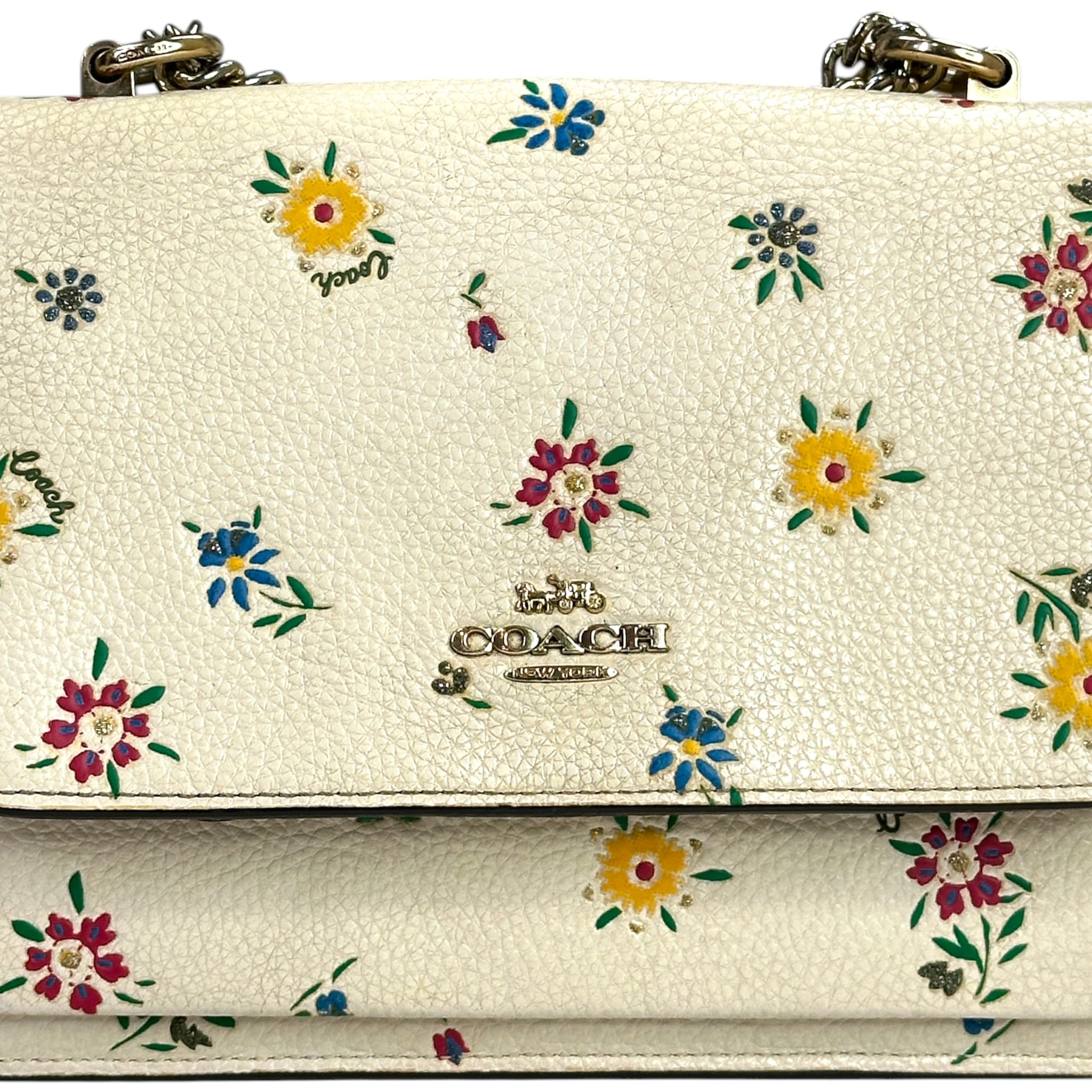 Coach Klare Crossbody Bag White Floral Print Leather