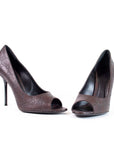 Gucci Brown Guccissima Leather Peep Toe Pumps Size 38