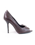 Gucci Brown Guccissima Leather Peep Toe Pumps Size 38