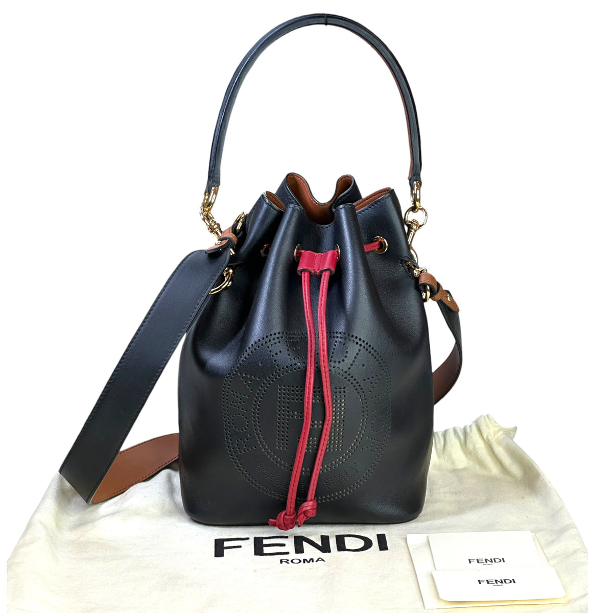 Fendi Mon Tresor Small Black Leather Bucket Bag