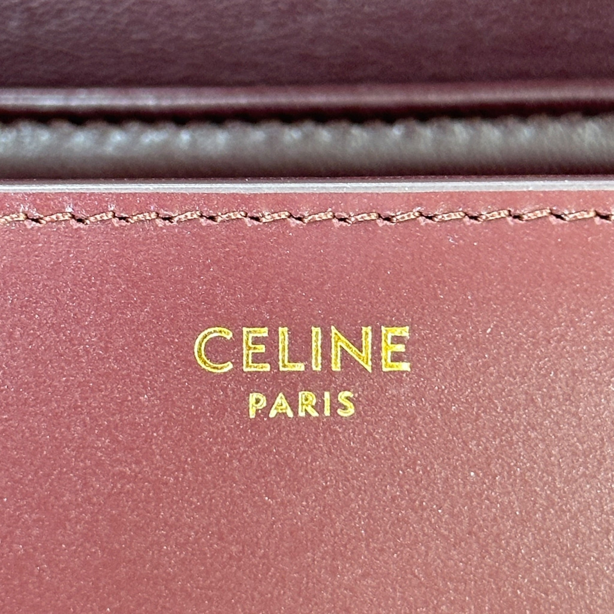 Celine Classique Triomphe Burgundy Calfskin Leather Bag