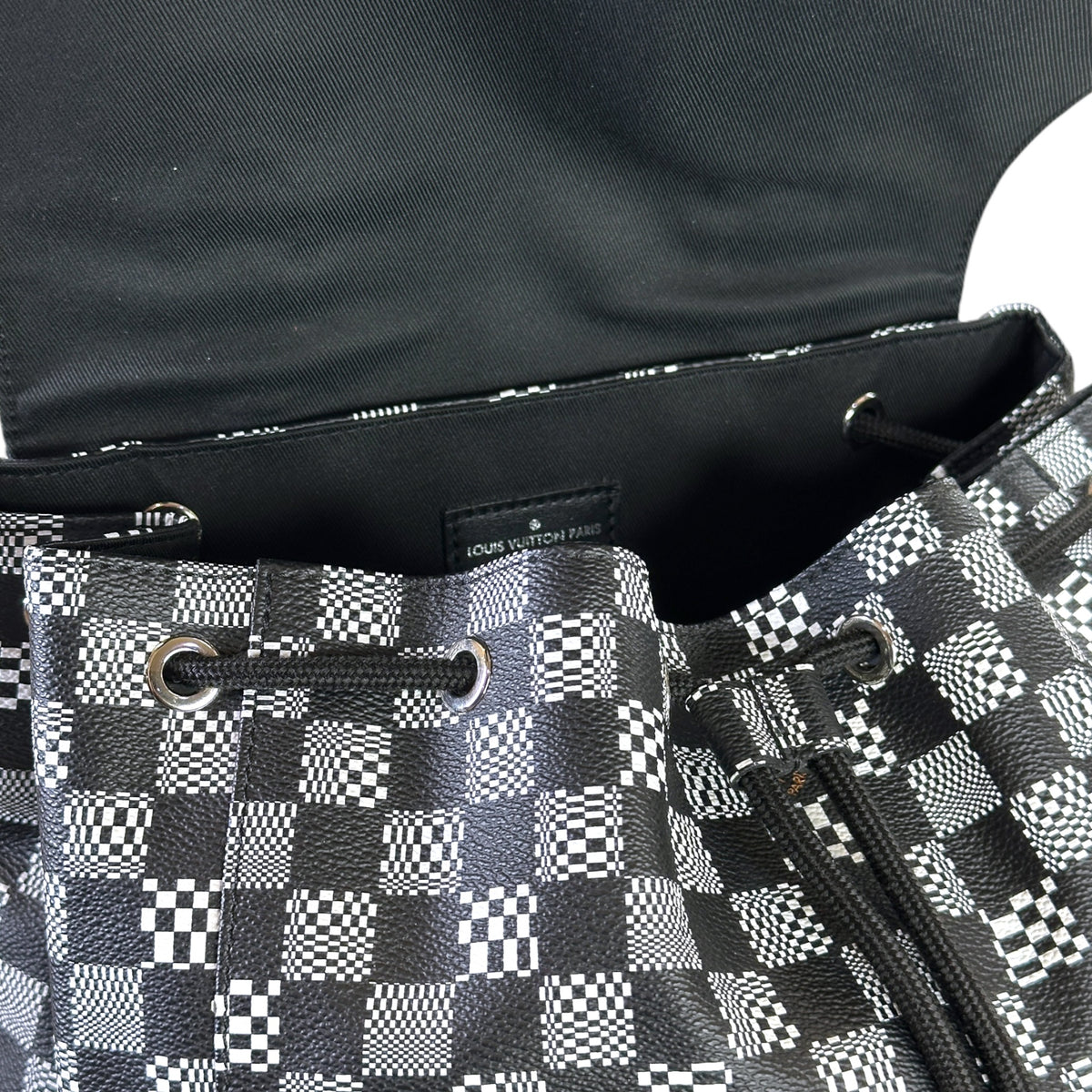 LV Christopher Black-White Leather Backpack
