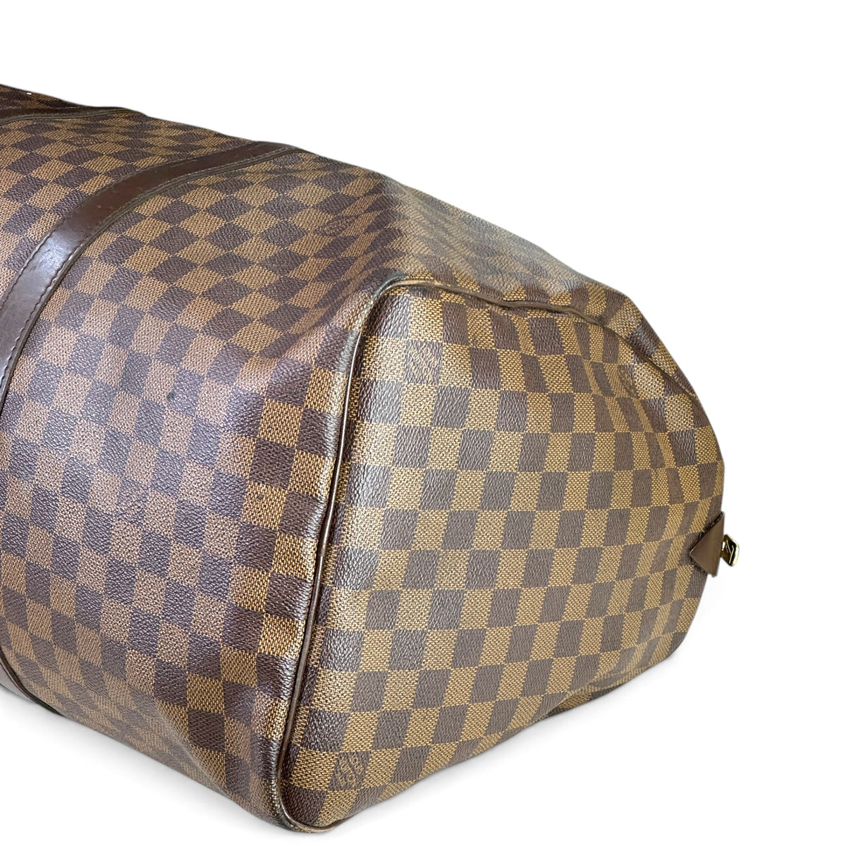 Louis Vuitton Damier Ebene Keepall 55 Brown Leather Travel Bag