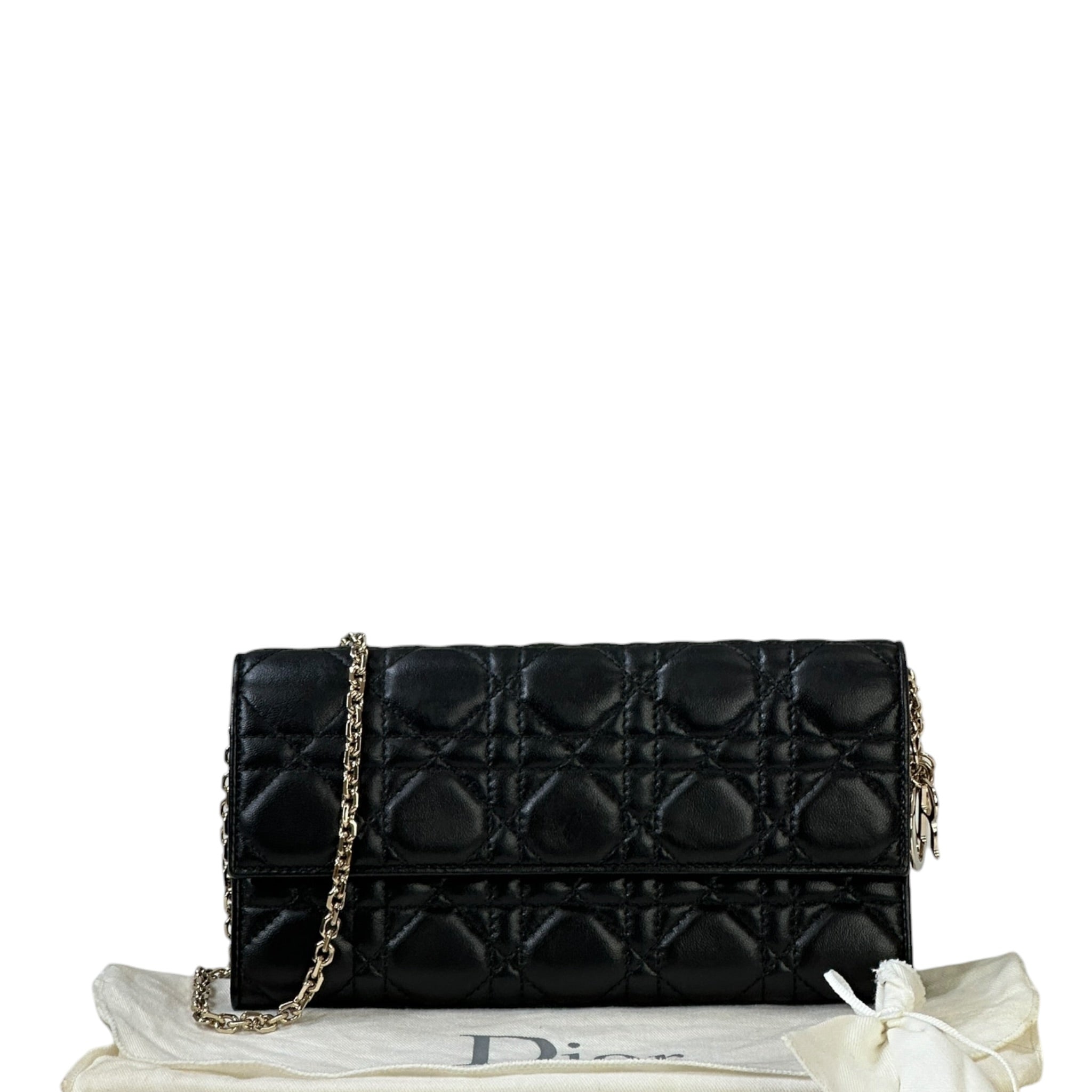 Christian Dior Rendezvous Wallet On Chain Black Cannage Leather