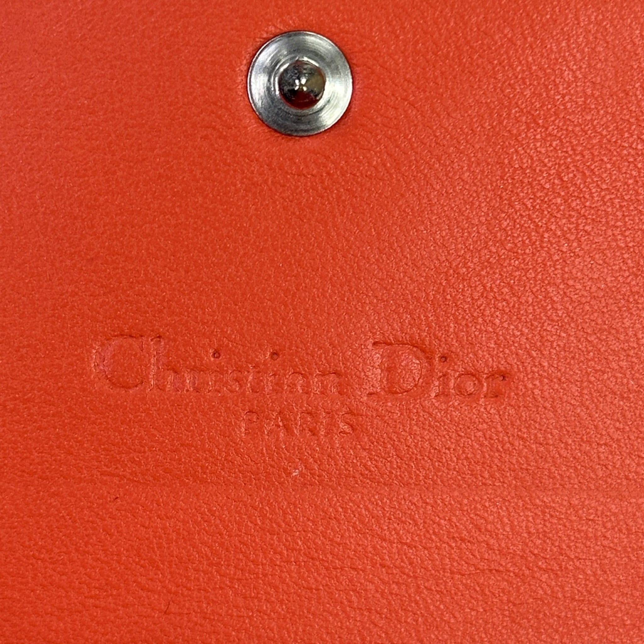 Christian Dior Rendezvous Wallet On Chain Orange Cannage Leather